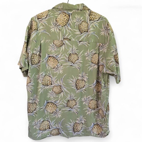 Chaps Ralph Lauren Mens Green Pineapple Print Hawaiian Short Sleeve Shirt Large - Picture 2 of 11